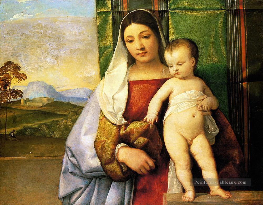 La madone gitane 1510 Titien de Tiziano Peintures à l'huile